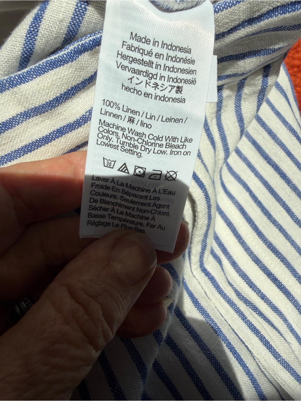 Madewell Harlow Leg Linen Pants White and Blue Striped Pants | Size 8 - Picture 5 of 5